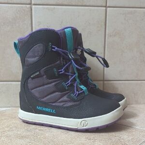 Merrell Kids' Black and Purple Snow Boots with Teal Accents Toddler size 11